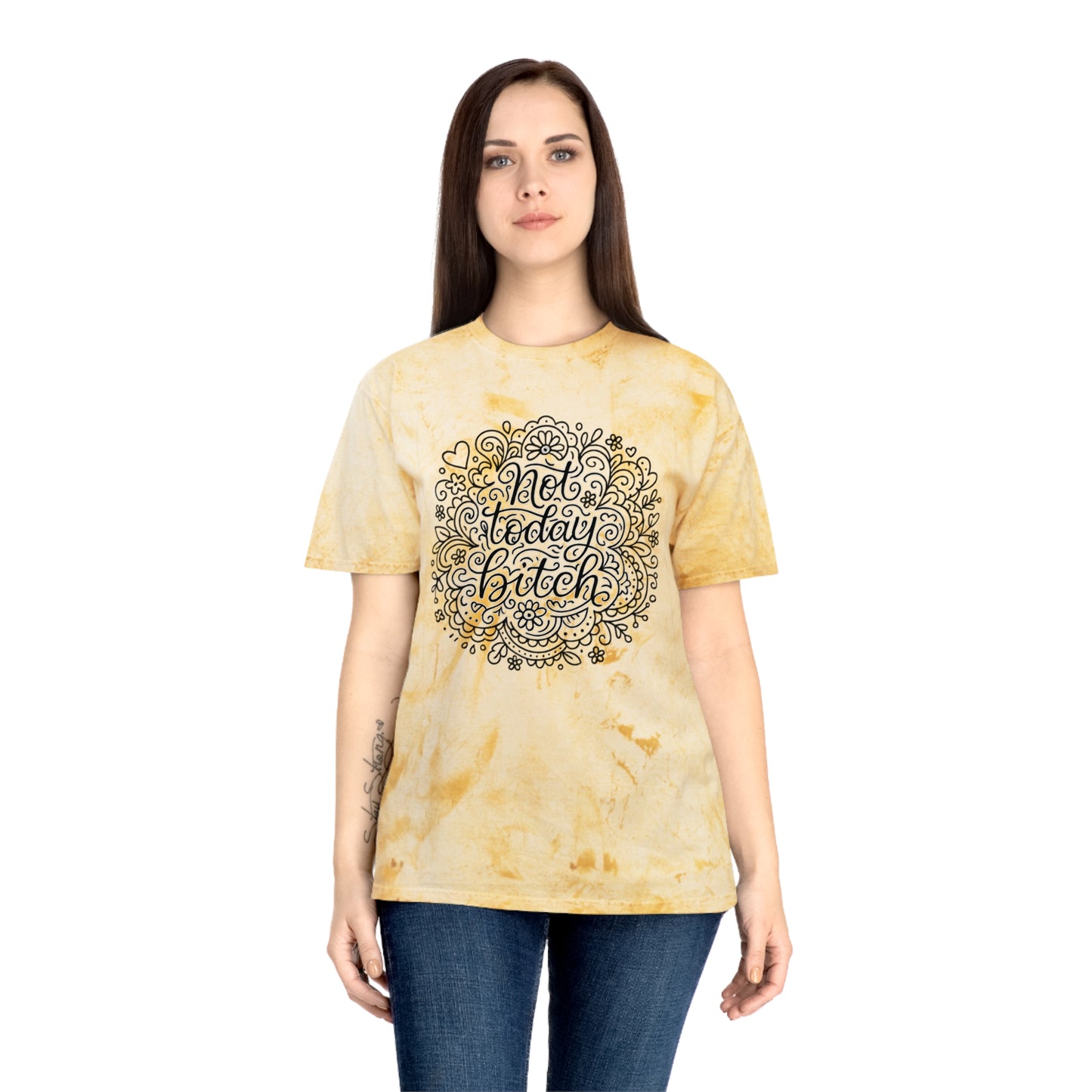 Colorful Graphic Tee for Relaxed Days, Not Today Bitch Shirt, Unisex Tie-Dye T-Shirt, Casual Everyday Wear, Quirky Gift Idea