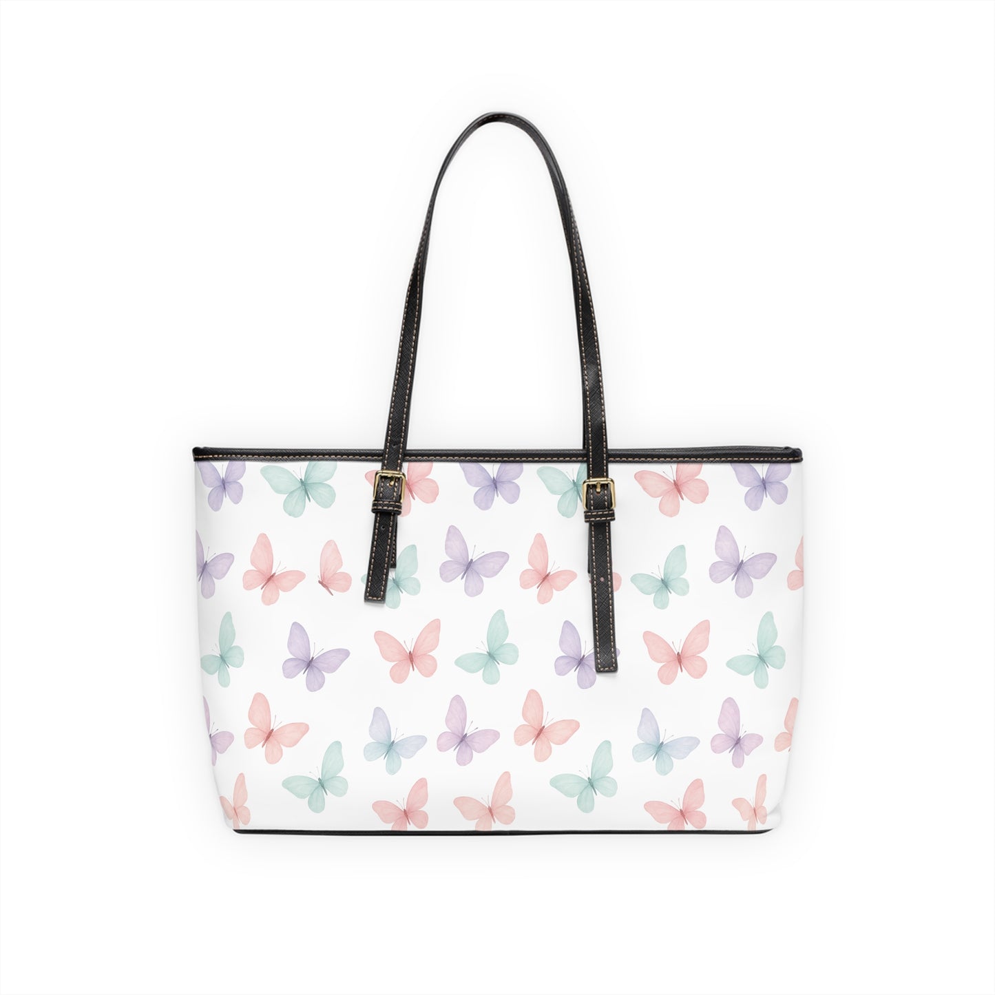 Butterfly Print PU Leather Tote Bag, Stylish Handbag, Trendy Purse, Floral Shoulder Bag, Gift for Her, Summer Essentials