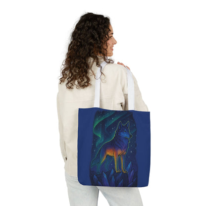 Wolf Art Canvas Tote Bag, Eco-Friendly Shopping Bag, Nature Lover's Gift, Reusable Tote, Wild Wolf Design, Colorful Straps