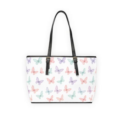 Butterfly Print PU Leather Tote Bag, Stylish Handbag, Trendy Purse, Floral Shoulder Bag, Gift for Her, Summer Essentials