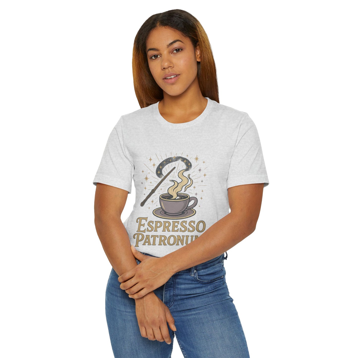 Espresso Patronum T-Shirt - Magical Coffee Tee, Gift for Coffee Lovers, Unisex Wizarding Apparel, Perfect for Casual Wear and Events