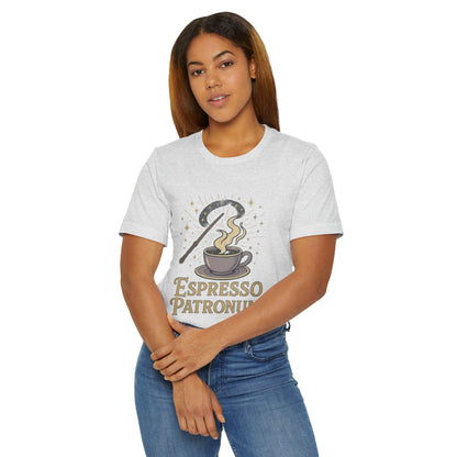 Espresso Patronum T-Shirt - Magical Coffee Tee, Gift for Coffee Lovers, Unisex Wizarding Apparel, Perfect for Casual Wear and Events