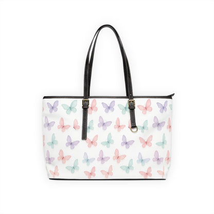 Butterfly Print PU Leather Tote Bag, Stylish Handbag, Trendy Purse, Floral Shoulder Bag, Gift for Her, Summer Essentials