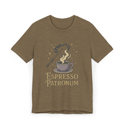 Espresso Patronum T-Shirt - Magical Coffee Tee, Gift for Coffee Lovers, Unisex Wizarding Apparel, Perfect for Casual Wear and Events