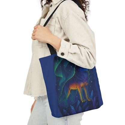 Wolf Art Canvas Tote Bag, Eco-Friendly Shopping Bag, Nature Lover's Gift, Reusable Tote, Wild Wolf Design, Colorful Straps