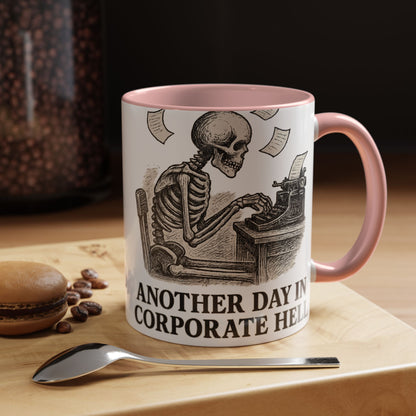 Corporate Humor Coffee Mug, Funny Office Gift, Skeleton Mug, Halloween Decor, Work From Home Coffee Cup, sarcastic office mug