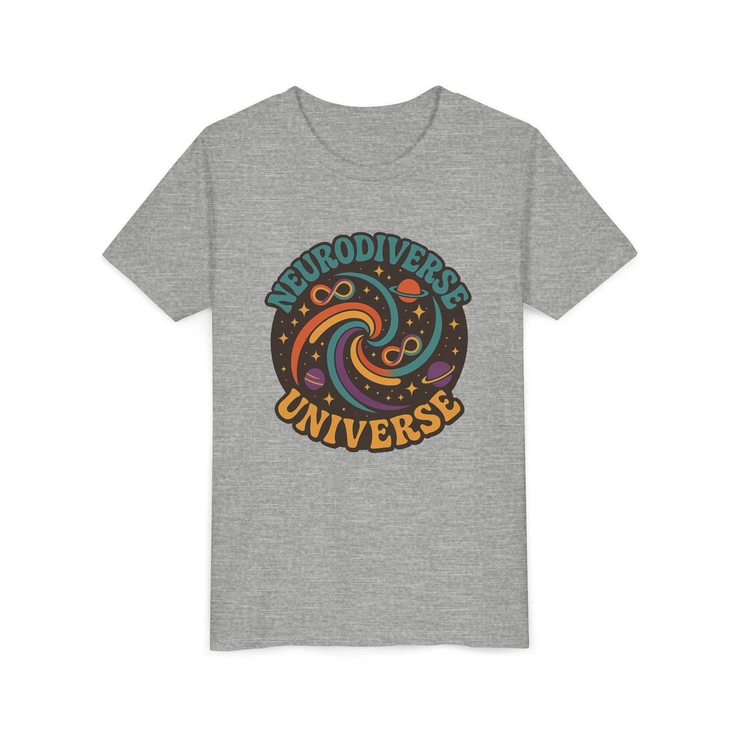 Neurodiverse Universe Youth Tee, Cool Children's T-Shirt, Educational Apparel, Gift for Kids, Space-themed Youth Shirt