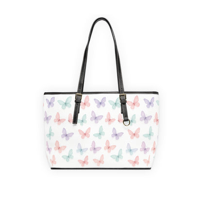Butterfly Print PU Leather Tote Bag, Stylish Handbag, Trendy Purse, Floral Shoulder Bag, Gift for Her, Summer Essentials