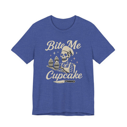 Skeletal Cupcake Tee, Funny Halloween Shirt, Unisex Graphic T-Shirt, Sweet Tooth Gift, Spooky Baking Apparel