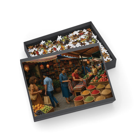 Colorful Market Puzzle - 500, 1000-Piece Jigsaw, Fruit Market Decor, Family Activity, Gift for Puzzle Lovers, Art Puzzle, [...]