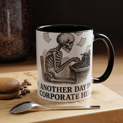 Corporate Humor Coffee Mug, Funny Office Gift, Skeleton Mug, Halloween Decor, Work From Home Coffee Cup, sarcastic office mug