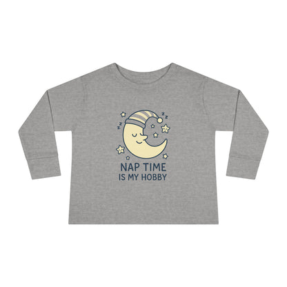 Toddler Long Sleeve Tee with 'Nap Time Is My Hobby' Design - Cute Kids Apparel, Fun Sleepwear, Baby Gifts, Seasonal Wear, Toddler Fashion