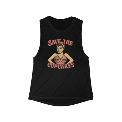 Women's Flowy Muscle Tank - Save the Cupcakes - Breast Cancer Awareness