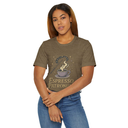 Espresso Patronum T-Shirt - Magical Coffee Tee, Gift for Coffee Lovers, Unisex Wizarding Apparel, Perfect for Casual Wear and Events