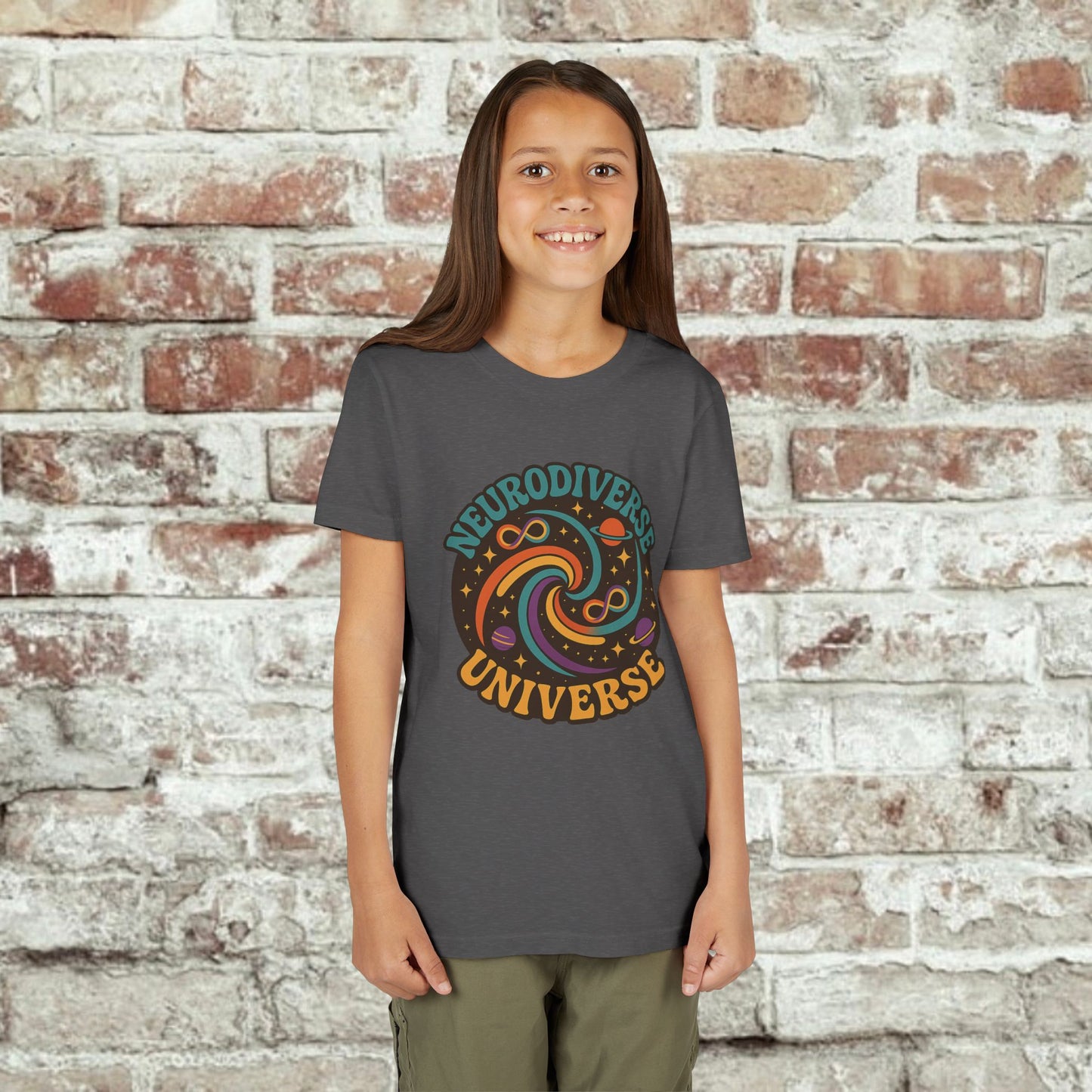 Neurodiverse Universe Youth Tee, Cool Children's T-Shirt, Educational Apparel, Gift for Kids, Space-themed Youth Shirt