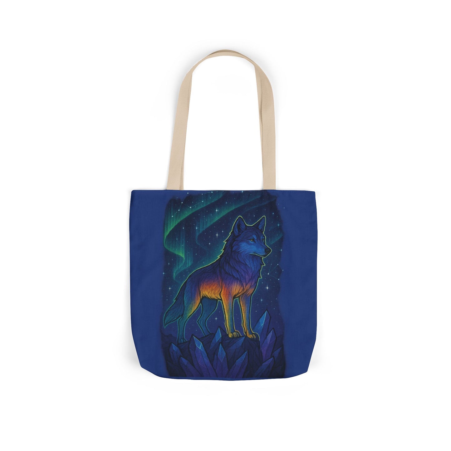 Wolf Art Canvas Tote Bag, Eco-Friendly Shopping Bag, Nature Lover's Gift, Reusable Tote, Wild Wolf Design, Colorful Straps