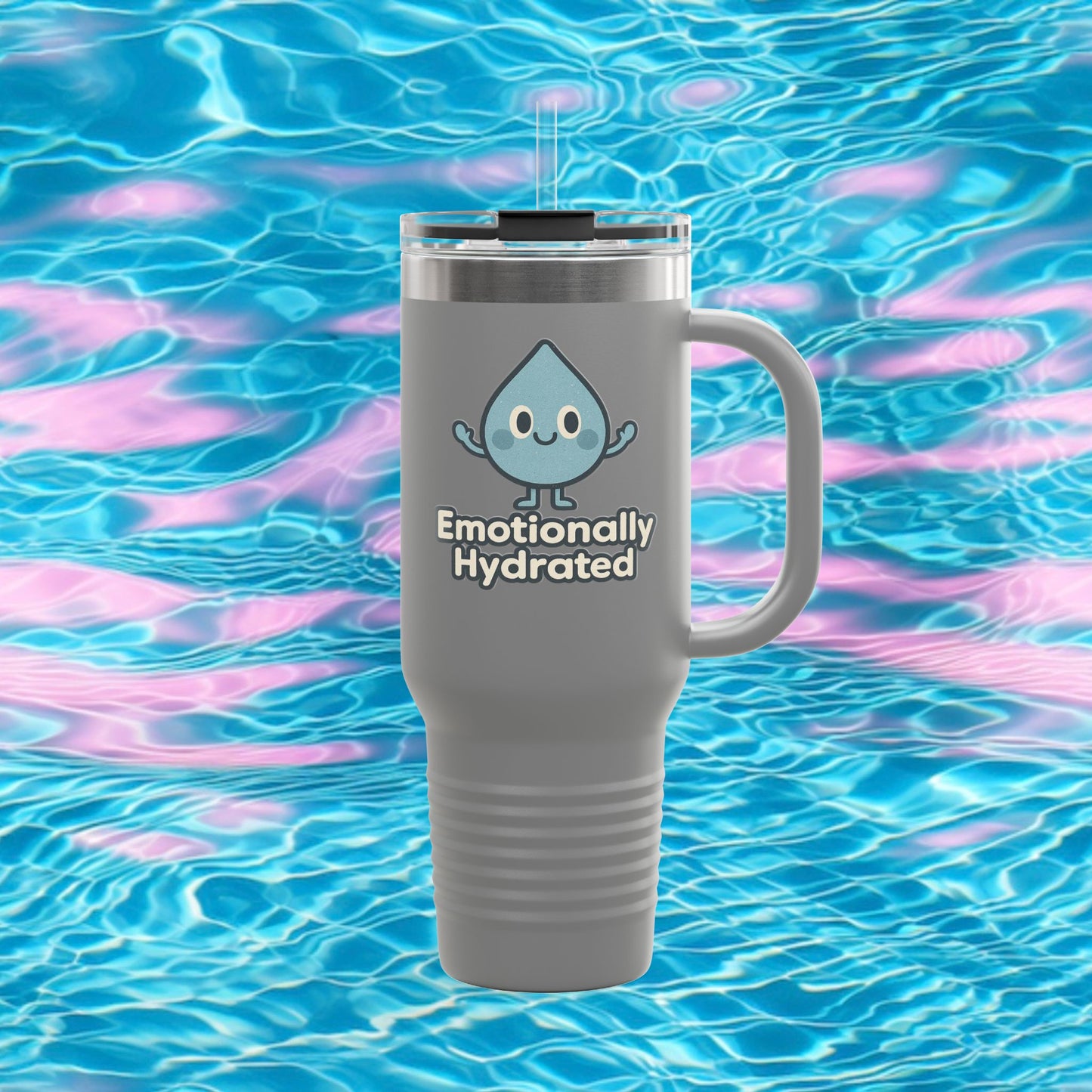 Emotionally Hydrated Insulated Travel Mug - Perfect for Adventure Lovers, Gifts for Friends, Summer Hydration, Outdoor Activities, [...]