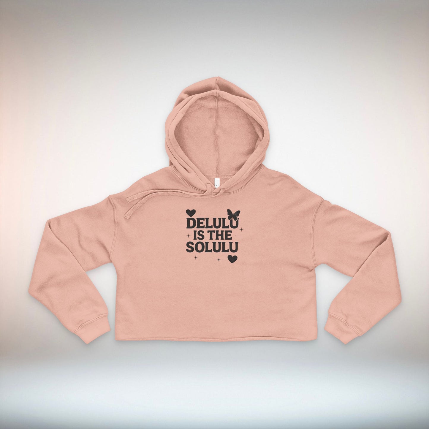 Delulu Is The Solulu Cropped Hoodie, Trendy Lounge Sweatshirt, Gift for Her, Casual Wear, Cozy Fashion, Perfect for Celebrations, [...]