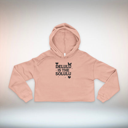 Delulu Is The Solulu Cropped Hoodie, Trendy Lounge Sweatshirt, Gift for Her, Casual Wear, Cozy Fashion, Perfect for Celebrations, [...]