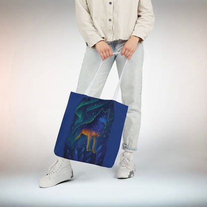 Wolf Art Canvas Tote Bag, Eco-Friendly Shopping Bag, Nature Lover's Gift, Reusable Tote, Wild Wolf Design, Colorful Straps