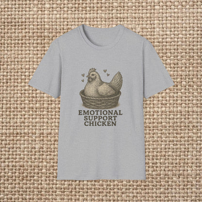 Emotional Support Chicken T-Shirt, Funny Chicken Tee, Farm Animal Gift, Quirky Humor Shirt, Cute Casual Wear, Unisex Apparel