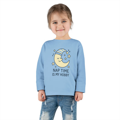 Toddler Long Sleeve Tee with 'Nap Time Is My Hobby' Design - Cute Kids Apparel, Fun Sleepwear, Baby Gifts, Seasonal Wear, Toddler Fashion