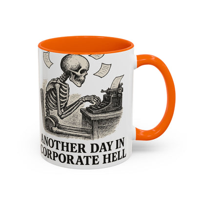 Corporate Humor Coffee Mug, Funny Office Gift, Skeleton Mug, Halloween Decor, Work From Home Coffee Cup, sarcastic office mug
