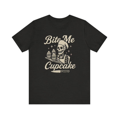 Skeletal Cupcake Tee, Funny Halloween Shirt, Unisex Graphic T-Shirt, Sweet Tooth Gift, Spooky Baking Apparel
