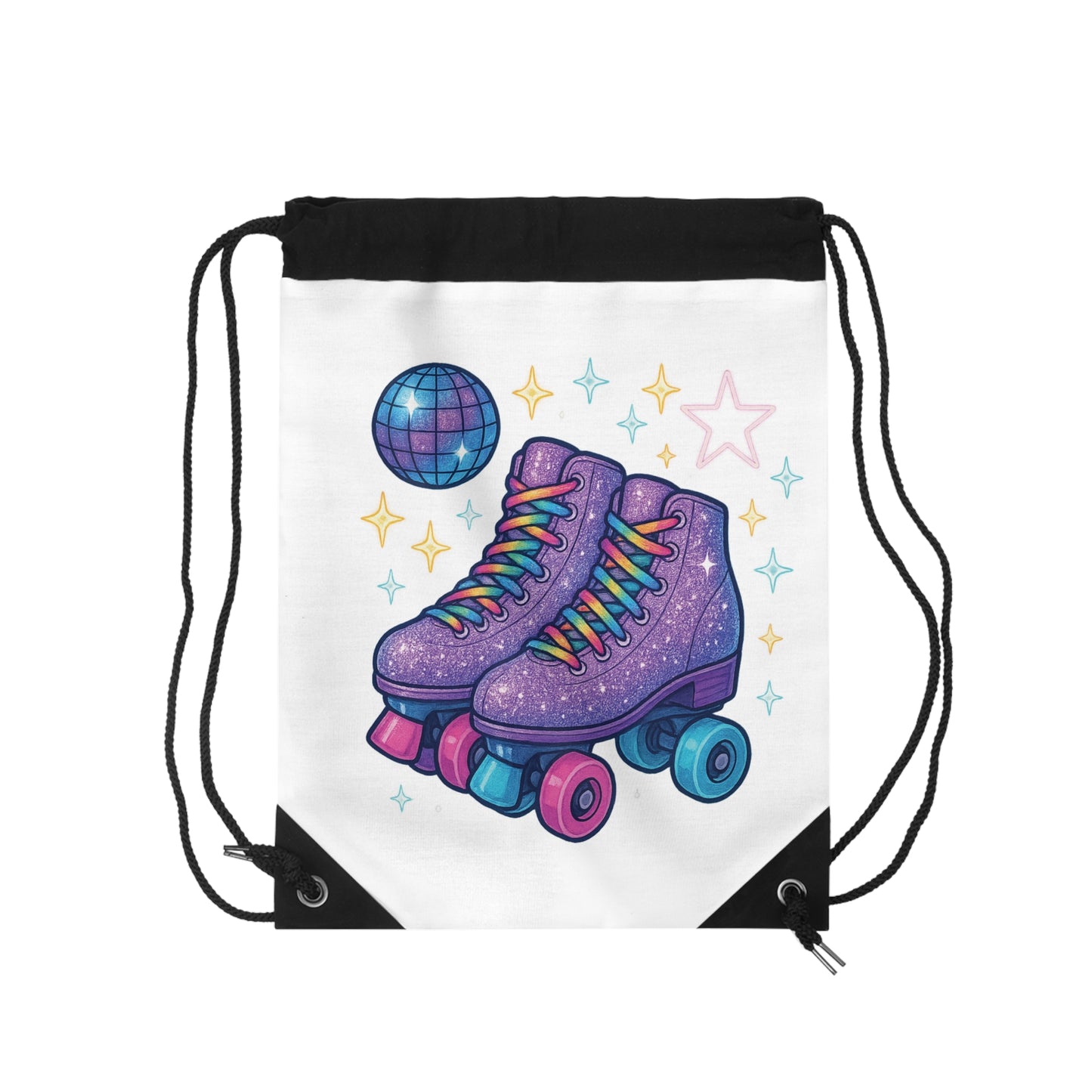 Retro Roller Skates Drawstring Bag - Fun Gym Tote, Sports Bag, Dance Class Essentials, Festival Gear, Unique Gift Idea