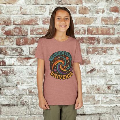 Neurodiverse Universe Youth Tee, Cool Children's T-Shirt, Educational Apparel, Gift for Kids, Space-themed Youth Shirt