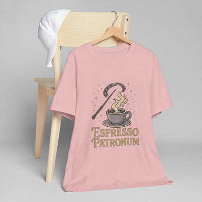 Espresso Patronum T-Shirt - Magical Coffee Tee, Gift for Coffee Lovers, Unisex Wizarding Apparel, Perfect for Casual Wear and Events