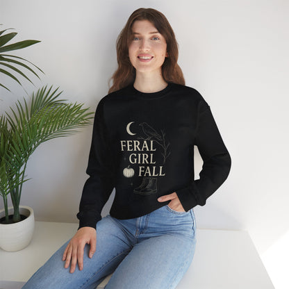 Feral Girl Fall Sweatshirt | Cozy Autumn Crewneck | Perfect for Halloween, Harvest Celebrations, Gift for Nature Lovers, Unisex Style