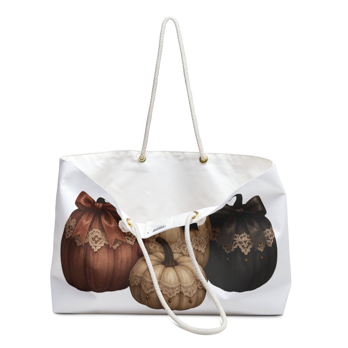 Pumpkin Lace Weekender Bag - Fall Travel Tote, Halloween Decor, Harvest Gift, Thanksgiving Storage, Autumn Outing