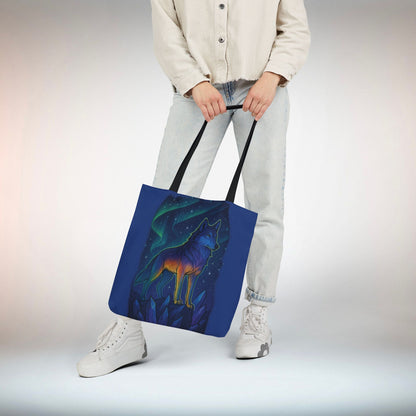 Wolf Art Canvas Tote Bag, Eco-Friendly Shopping Bag, Nature Lover's Gift, Reusable Tote, Wild Wolf Design, Colorful Straps