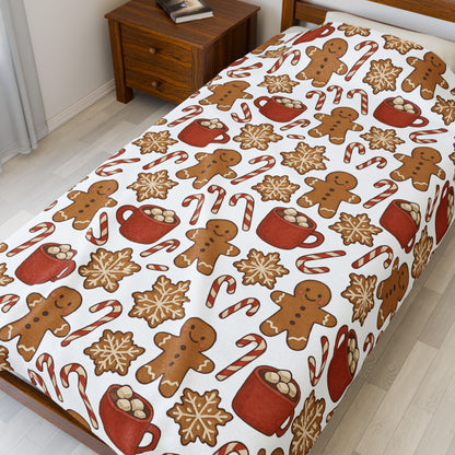 Gingerbread Hot Cocoa Velveteen Plush Blanket, Cozy Christmas Throw for the Holidays, Winter Decor, Gift for Moms and Kids, Festive [...]