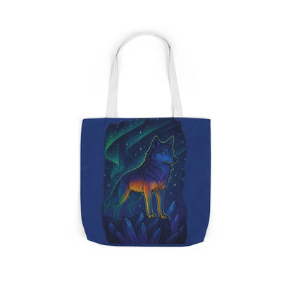 Wolf Art Canvas Tote Bag, Eco-Friendly Shopping Bag, Nature Lover's Gift, Reusable Tote, Wild Wolf Design, Colorful Straps