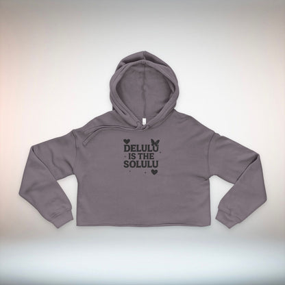 Delulu Is The Solulu Cropped Hoodie, Trendy Lounge Sweatshirt, Gift for Her, Casual Wear, Cozy Fashion, Perfect for Celebrations, [...]