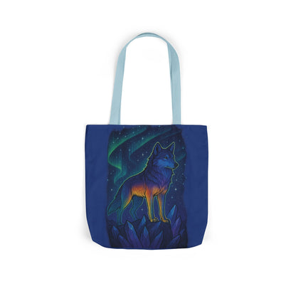 Wolf Art Canvas Tote Bag, Eco-Friendly Shopping Bag, Nature Lover's Gift, Reusable Tote, Wild Wolf Design, Colorful Straps