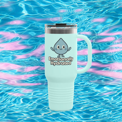 Emotionally Hydrated Insulated Travel Mug - Perfect for Adventure Lovers, Gifts for Friends, Summer Hydration, Outdoor Activities, [...]
