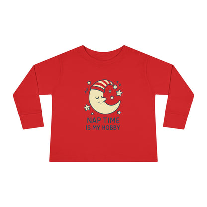 Toddler Long Sleeve Tee with 'Nap Time Is My Hobby' Design - Cute Kids Apparel, Fun Sleepwear, Baby Gifts, Seasonal Wear, Toddler Fashion