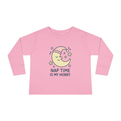 Toddler Long Sleeve Tee with 'Nap Time Is My Hobby' Design - Cute Kids Apparel, Fun Sleepwear, Baby Gifts, Seasonal Wear, Toddler Fashion
