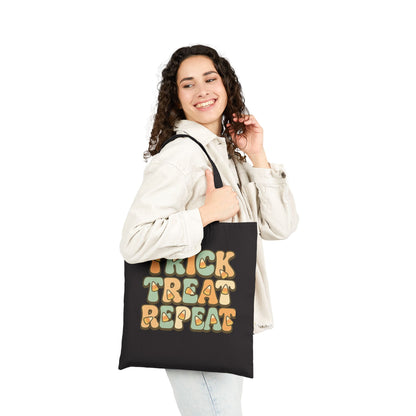 Trick or Treat Cotton Canvas Tote Bag | Halloween Reusable Shopper, Eco-Friendly Gift, Seasonal Carryall, Trick Treat Repeat Tote