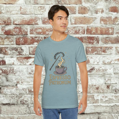 Espresso Patronum T-Shirt - Magical Coffee Tee, Gift for Coffee Lovers, Unisex Wizarding Apparel, Perfect for Casual Wear and Events