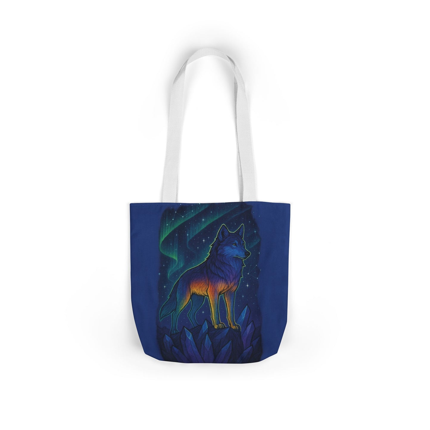 Wolf Art Canvas Tote Bag, Eco-Friendly Shopping Bag, Nature Lover's Gift, Reusable Tote, Wild Wolf Design, Colorful Straps
