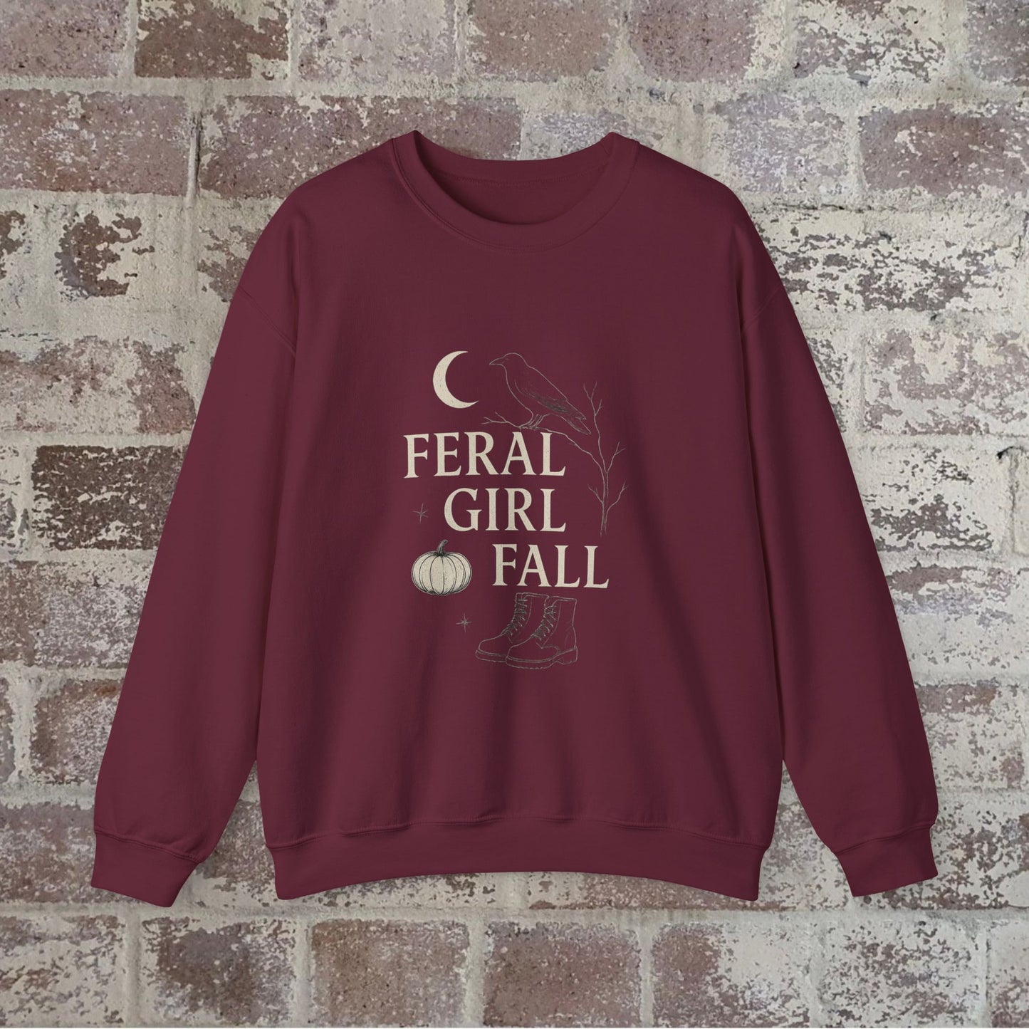 Feral Girl Fall Sweatshirt | Cozy Autumn Crewneck | Perfect for Halloween, Harvest Celebrations, Gift for Nature Lovers, Unisex Style