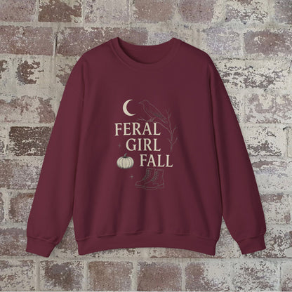 Feral Girl Fall Sweatshirt | Cozy Autumn Crewneck | Perfect for Halloween, Harvest Celebrations, Gift for Nature Lovers, Unisex Style