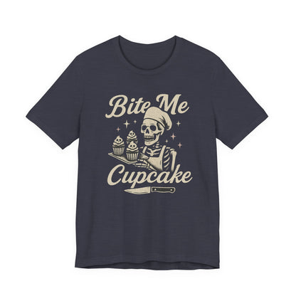Skeletal Cupcake Tee, Funny Halloween Shirt, Unisex Graphic T-Shirt, Sweet Tooth Gift, Spooky Baking Apparel