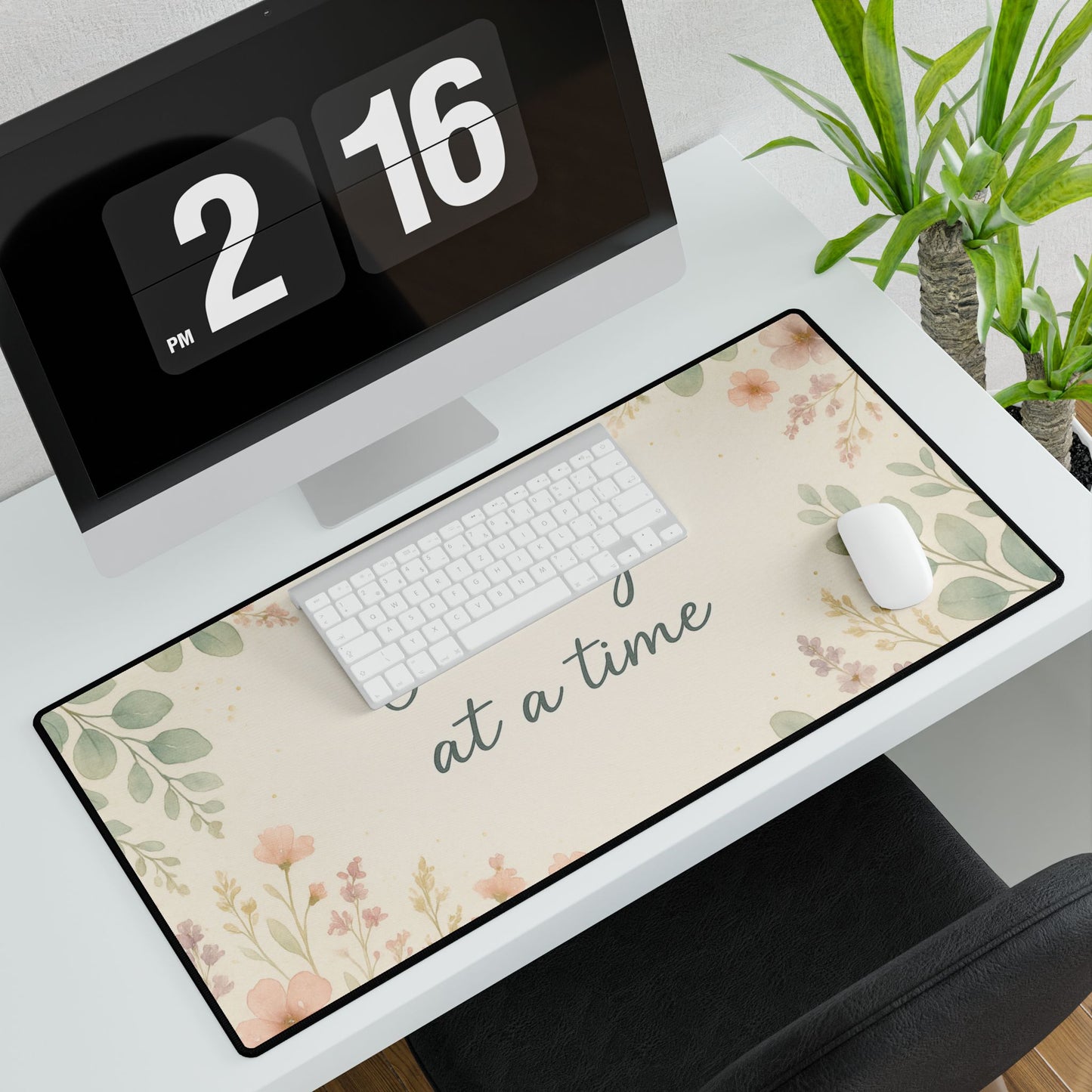 Floral Inspirational Desk Mat - One Day at a Time