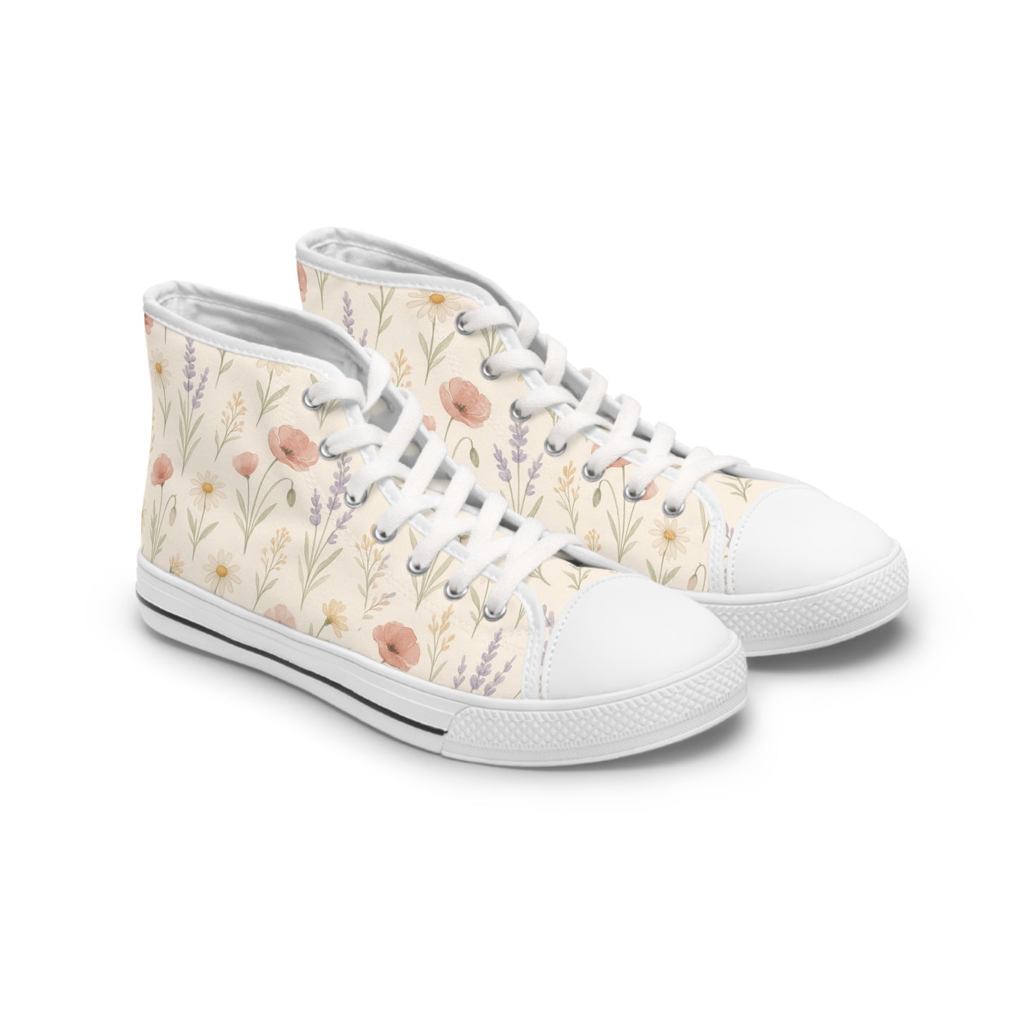 Floral Women's High Top Sneakers, Trendy Floral Sneakers, Stylish High Tops, Casual Footwear, Unique Gift for Her