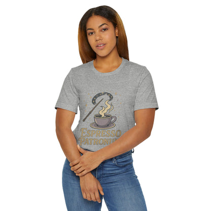 Espresso Patronum T-Shirt - Magical Coffee Tee, Gift for Coffee Lovers, Unisex Wizarding Apparel, Perfect for Casual Wear and Events